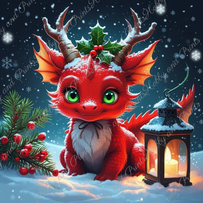 roter Drache im Schnee