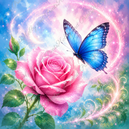 Blauer Schmetterling im mystischen Licht