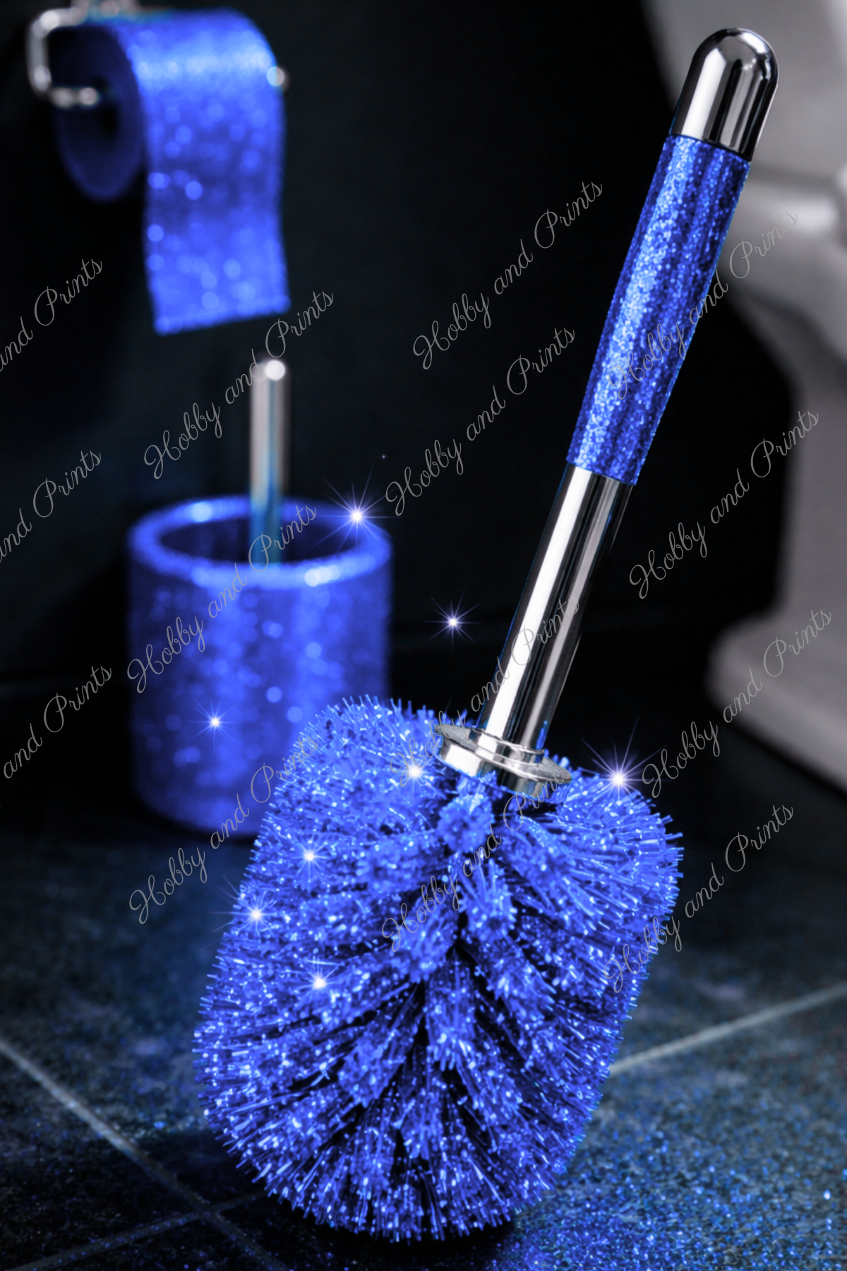 WC Bürste blau Glitzer Klobürste