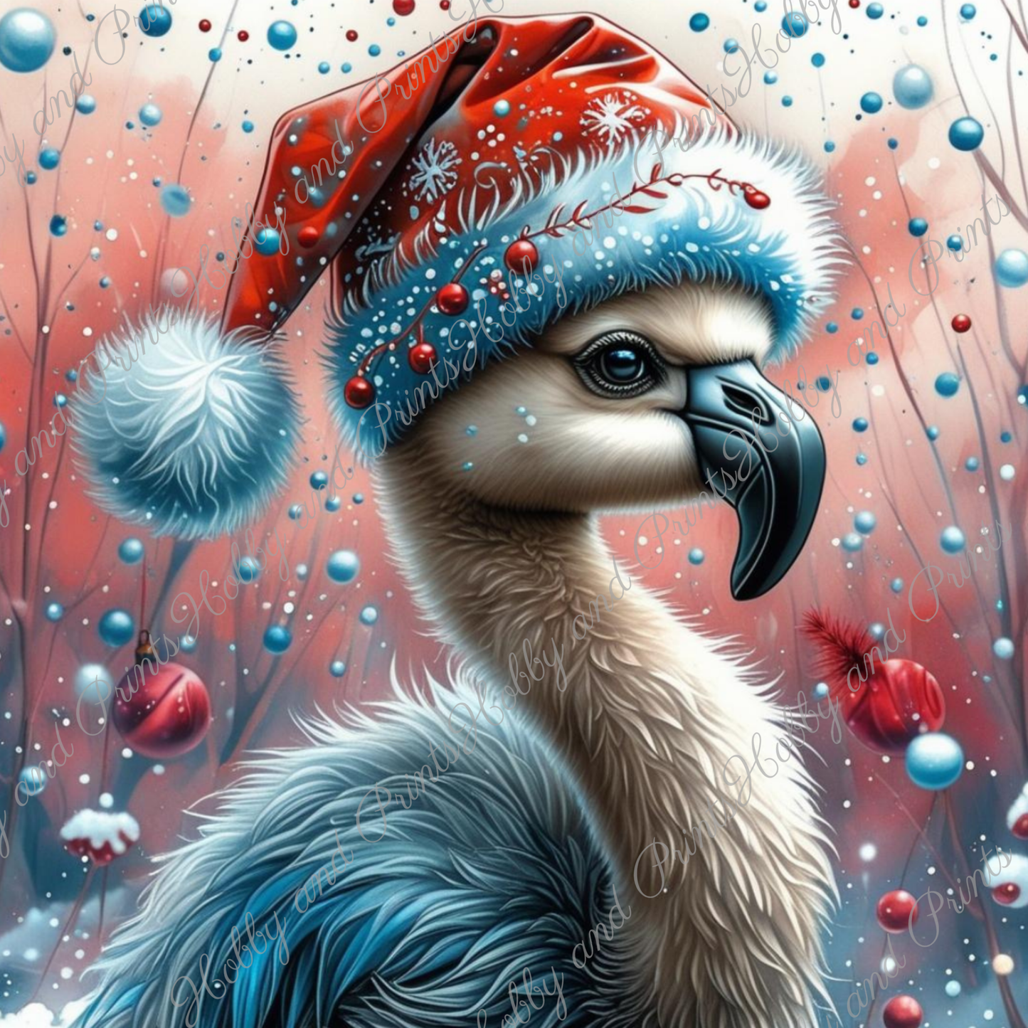 Flamingo Eddy mit Weihnachtsmütze