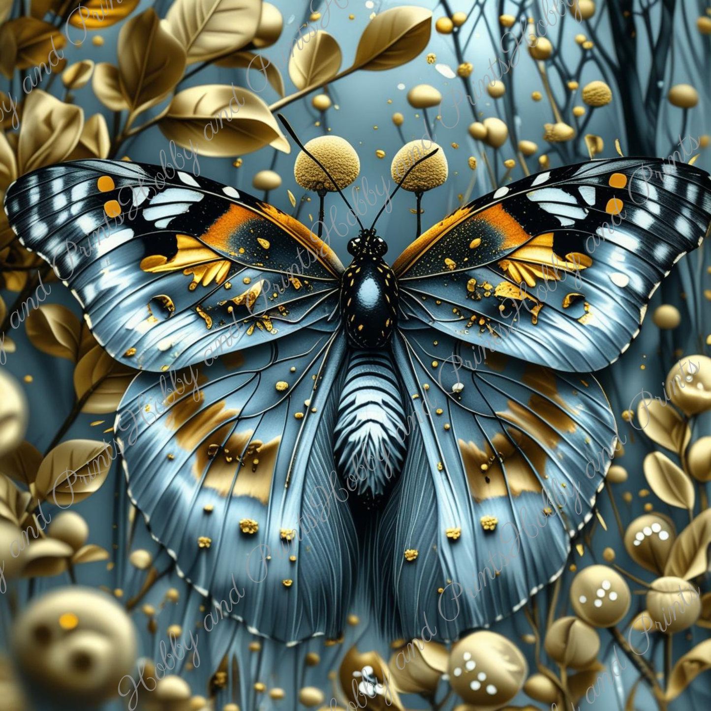 Majestätischer Schmetterling Lari mit goldenen Akzenten
