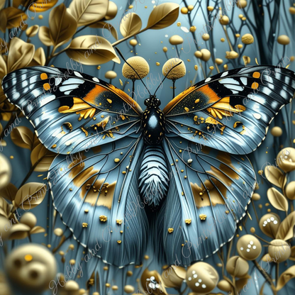Majestätischer Schmetterling Lari mit goldenen Akzenten