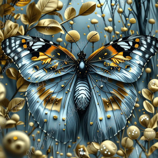 Majestätischer Schmetterling Lari mit goldenen Akzenten