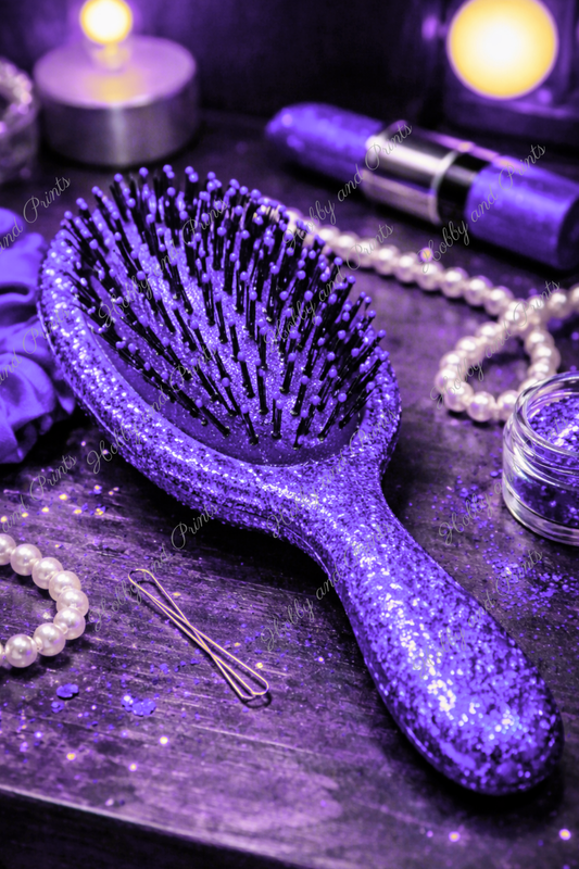 Violette Glitzer Haarbürste – Luxus Beauty Glamour