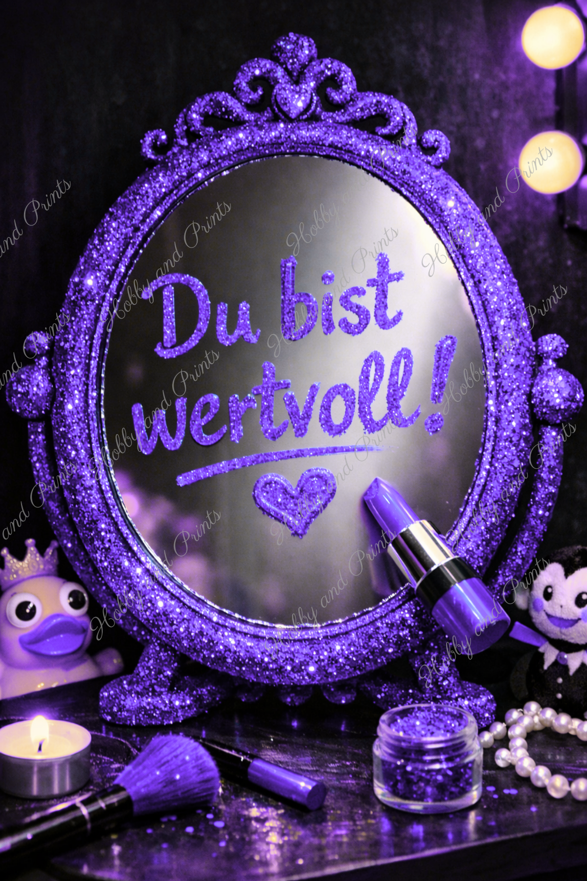 „Du bist wertvoll“ Spiegel – Violett Glamour Statement