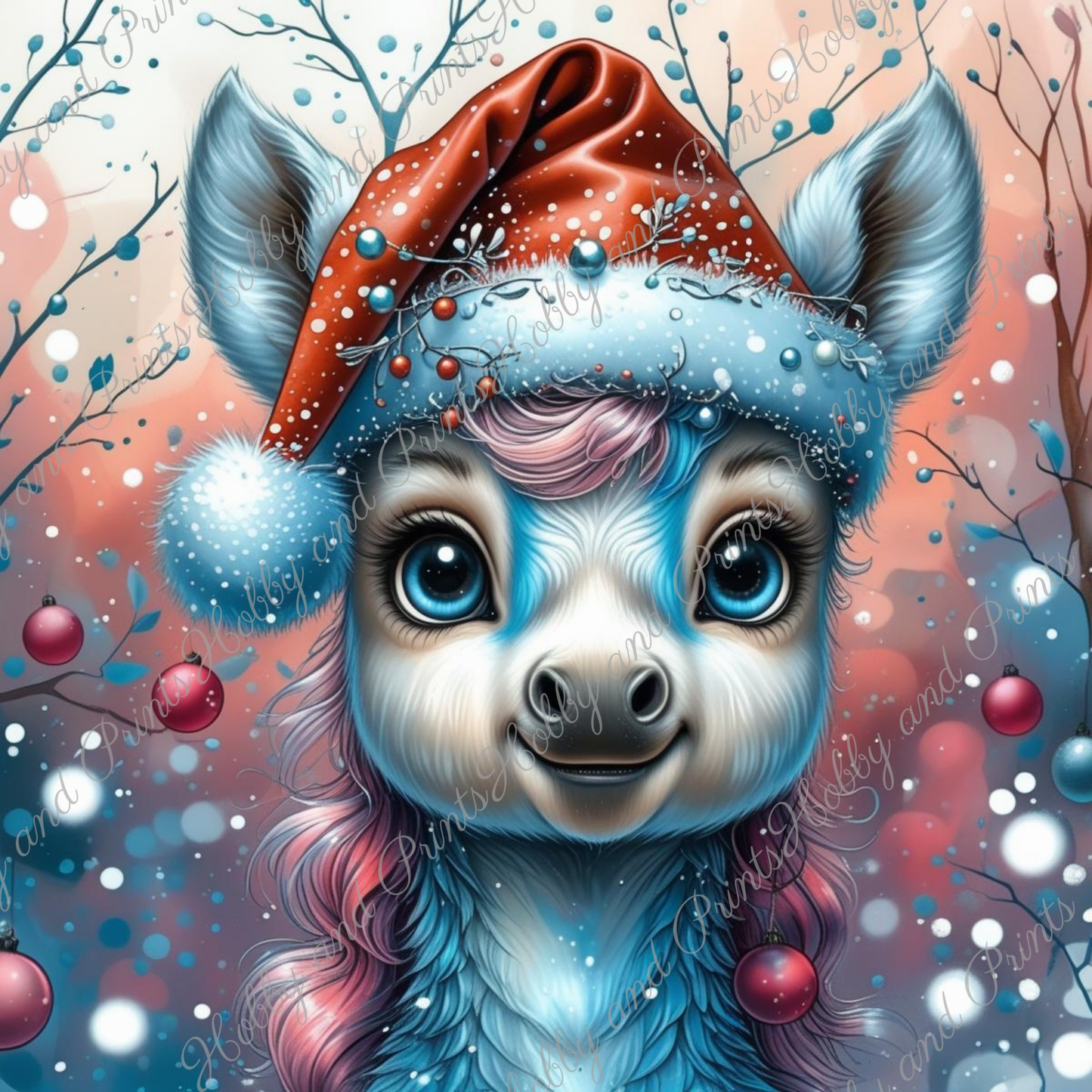 Einhorn Lucky mit Weihnachtsmütze