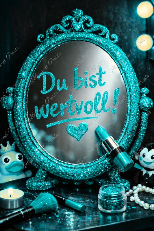 „Du bist wertvoll“ Spiegel – Türkis Glamour Statement