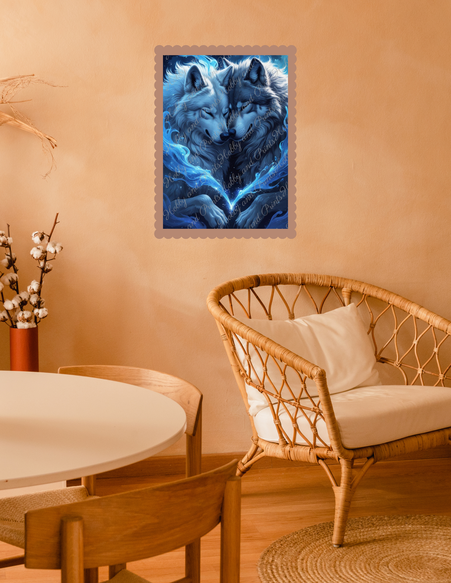 süßes Wolfspärchen im blauen Herz