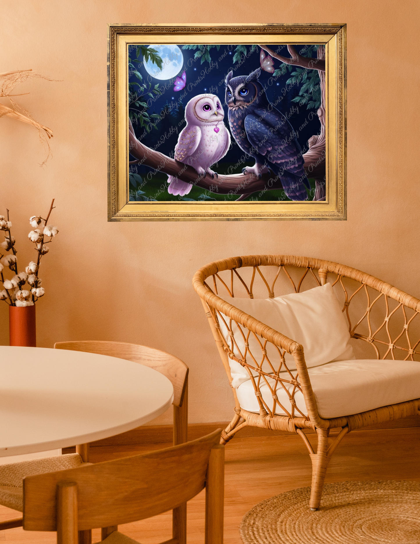 süßes Eulenpärchen bei Nacht