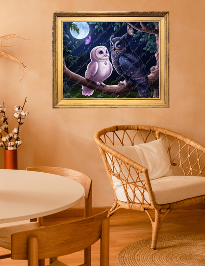 süßes Eulenpärchen bei Nacht