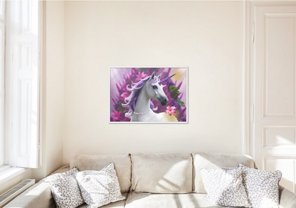 Melody - elegantes Einhorn mit violetten Horn und Mähne