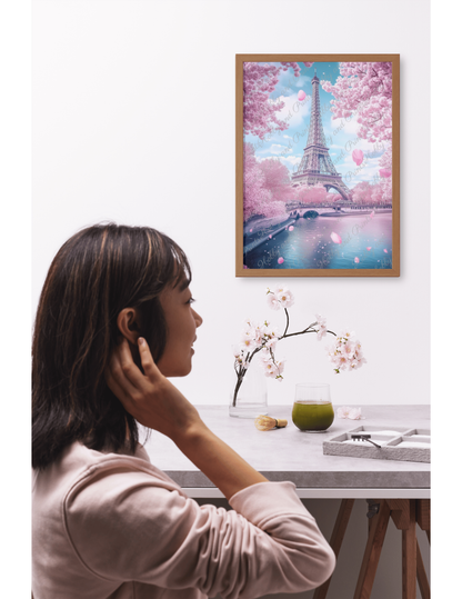 Eiffelturm in Paris mit Kirschblüten