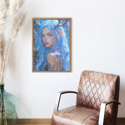 mystische Elfe mit blauen Haaren