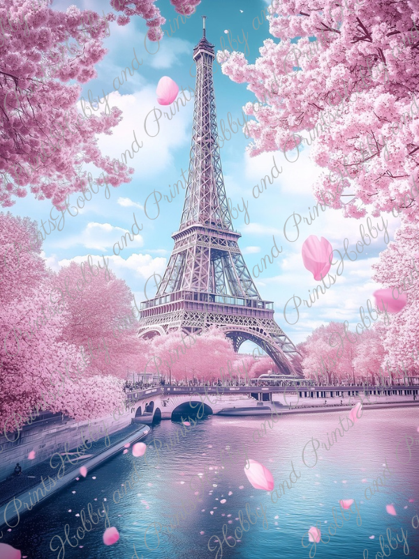 Eiffelturm in Paris mit Kirschblüten