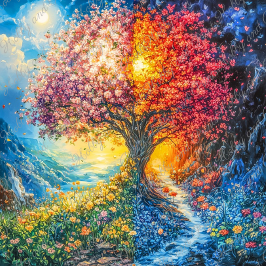 Jahreszeitenbaum in all seiner Schönheit 40*40cm