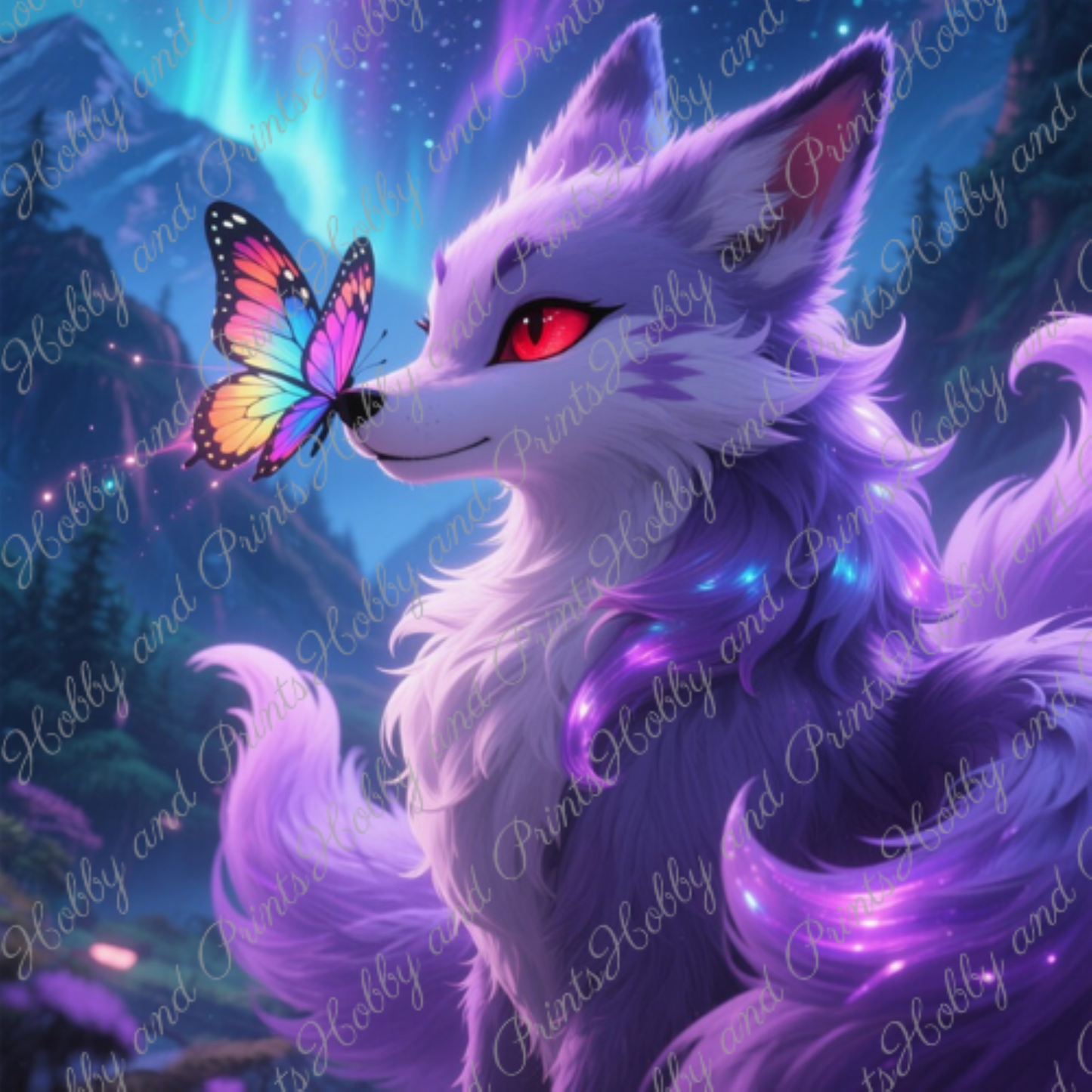violetter Fuchs mit Schmetterling