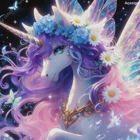 Einhorn Violetta bei Nacht
