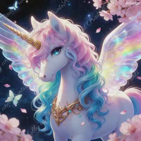 Einhorn Rainbow bei Nacht